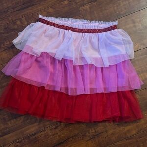 Red and Pink Layered Tulle Skirt